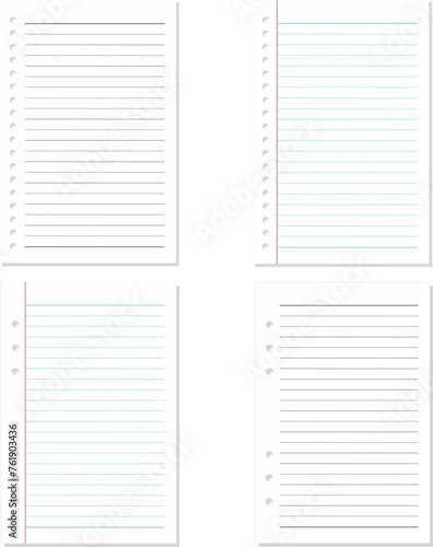White Loose Leaf Notebook Paper Vector Illustration