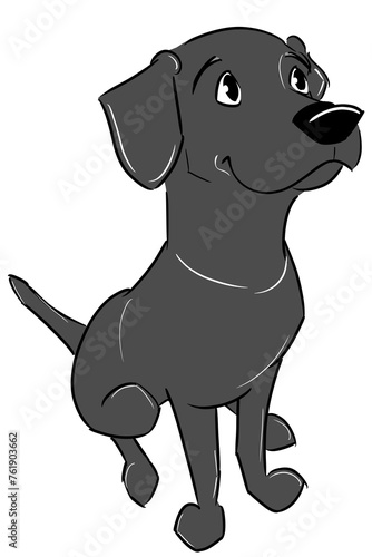 This is an illustration of a Labrador retriever in a sitting position, “Black”.