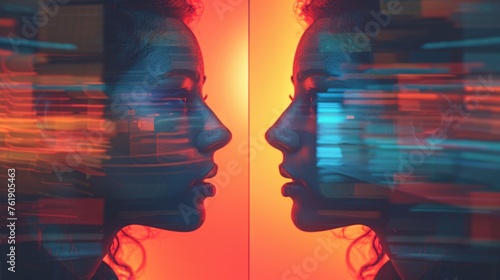 A distorted reflection of a person in a mirror symbolizing the uncertainty and indeterminacy of measurement in quantum mechanics.