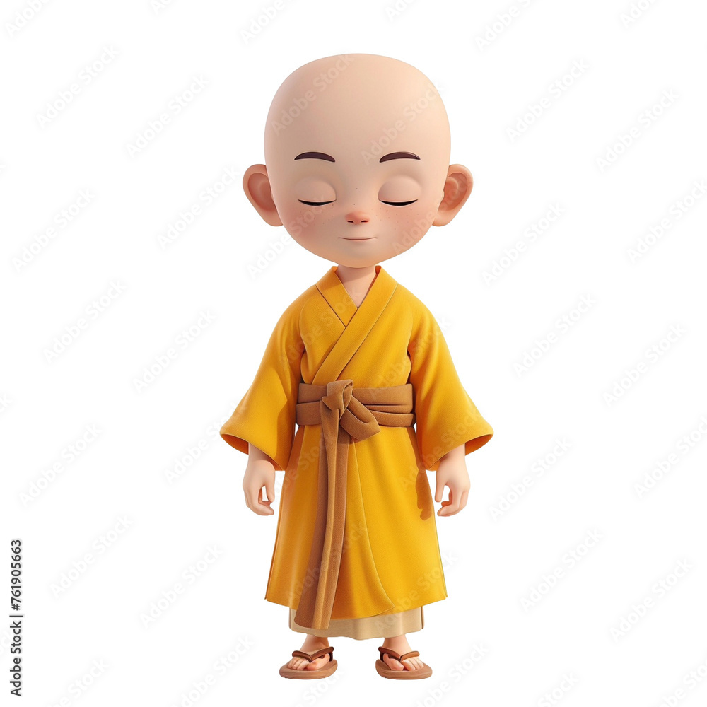 buddhism person  - vector cartoon illustration isolated on white background 3d render Generative AI	