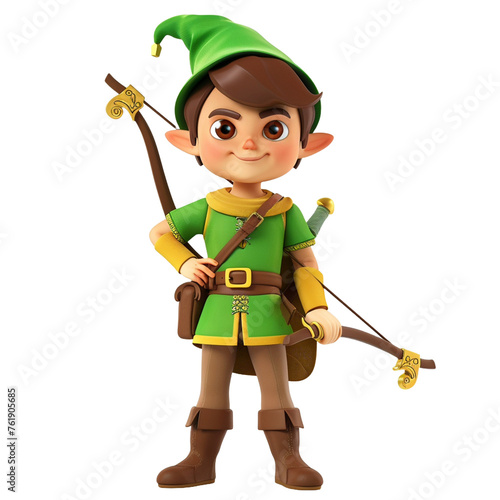 robin hood - vector cartoon illustration isolated on white background 3d render Generative AI	
