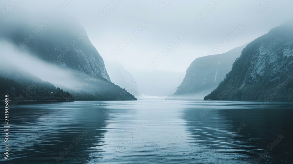 wide landscape, calm, minimalist, norway, nature photography, copy and text space, 16:9