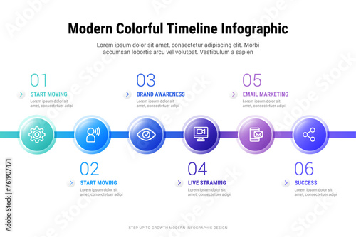 Modern Colorful Horizontal Timeline Infographic