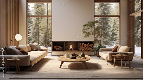 Modern elegant living room interior composition with scandinavian sophistication  © john258