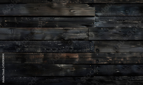 dark horizontal wood planks pattern, Generative AI 
