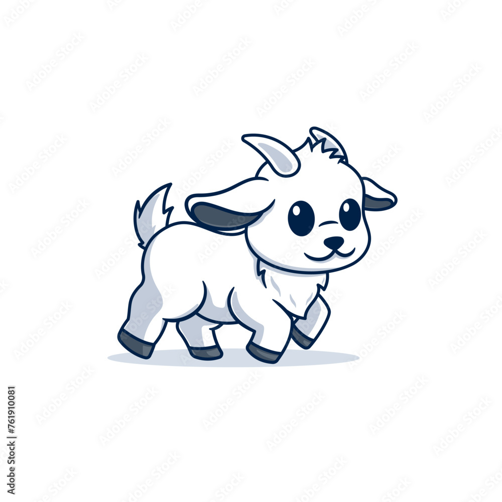 Naklejka premium Little Goat Cute Cartoon