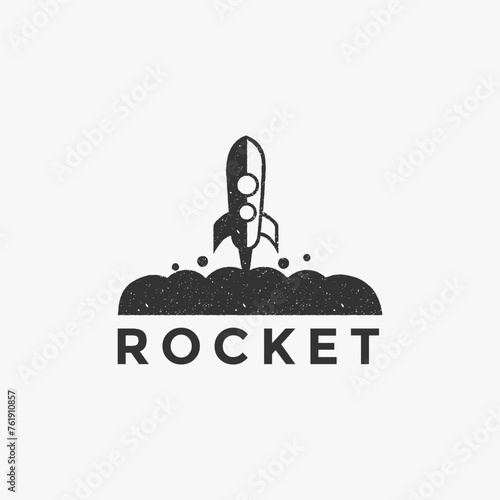 Launching rocket logo icon vector template on white background