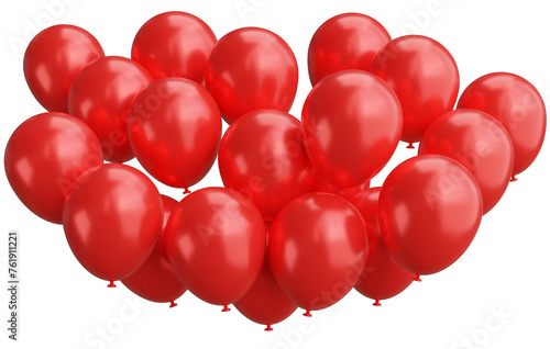 3d render of red balloons group floating.