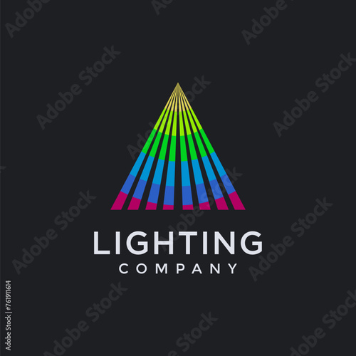 Triangle of spot lighting Logo Icon vector template on dark background
