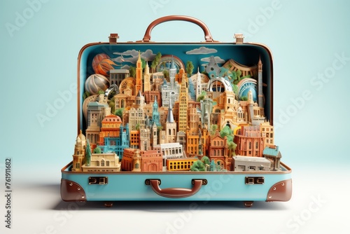Cityscape Painting on Suitcase