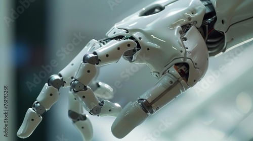 Artificial intelligence concept with a robotic hand engaging in human-like activities, symbolizing the integration of AI in daily tasks and the potential for technology to mimic human actions.