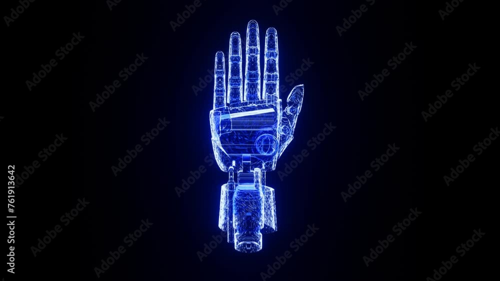 robot hand hologram transparent background 