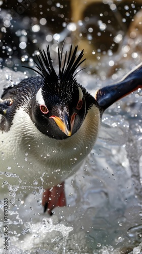 The image created captures the essence of two contrasting yet harmonious natural scenes featuring penguins and an array of other wildlife in a vibrant, winter settingThe image created captures the ess photo