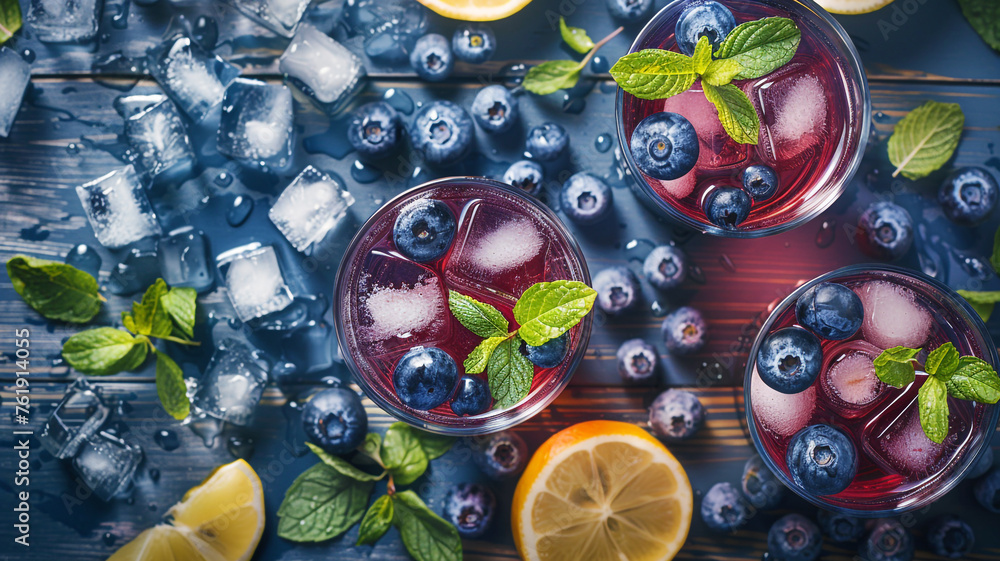 Blueberry juice in glasses
