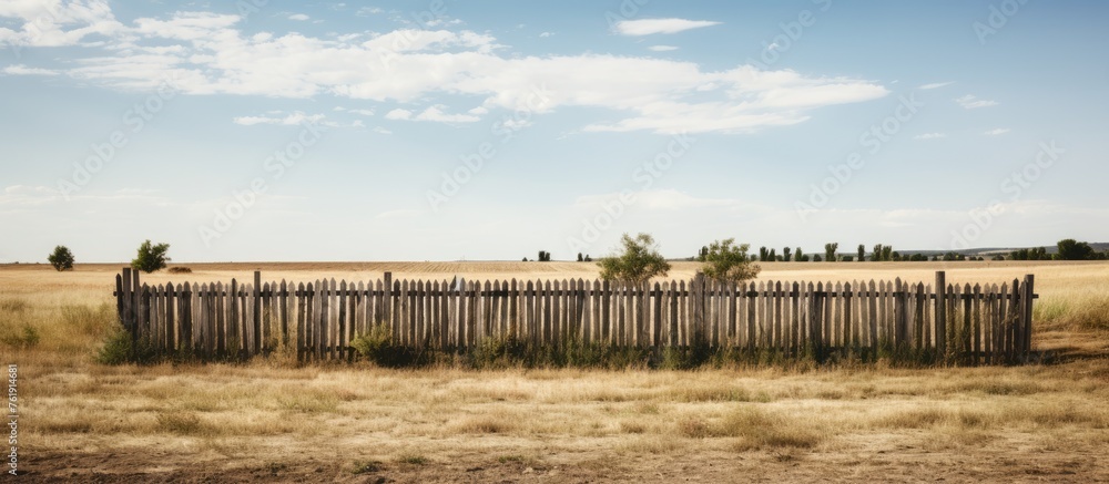 Wooden fence captured from a distance