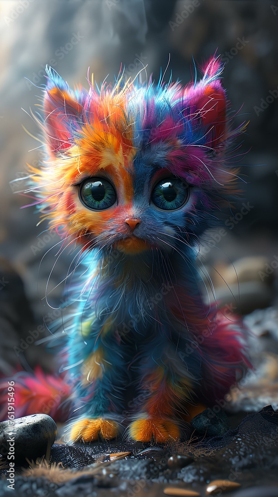 Cute looking colorful rasta cat 