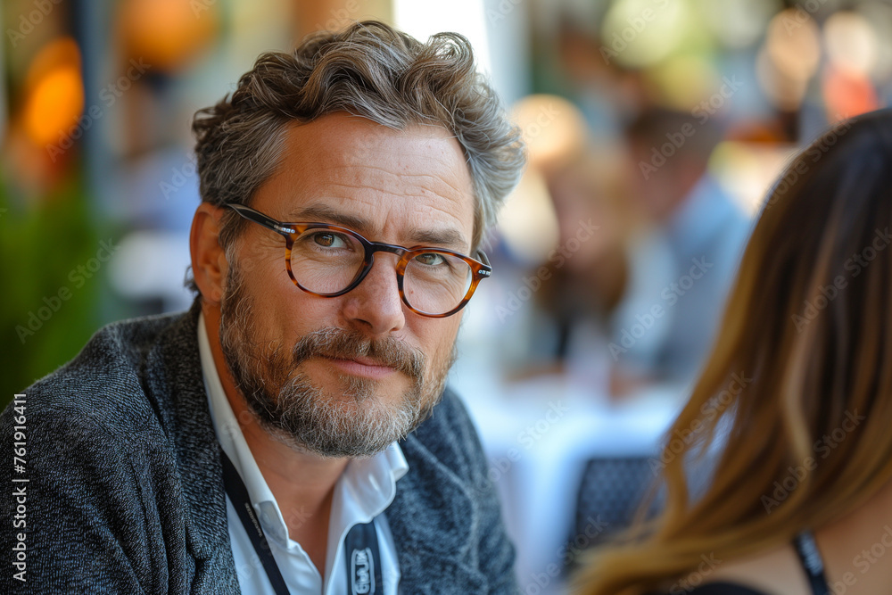 Portrait of a businessman smiling with glasses and a beard Portrait of a businessman smiling with glasses and a beard