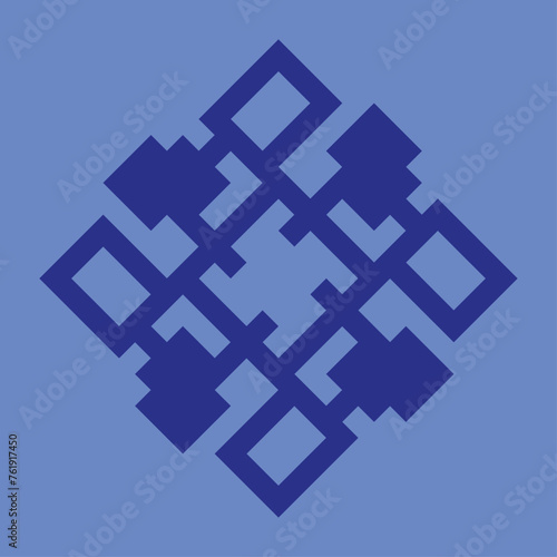 vector monogram design for ceramics or tiles with dark blue color and light blue background.