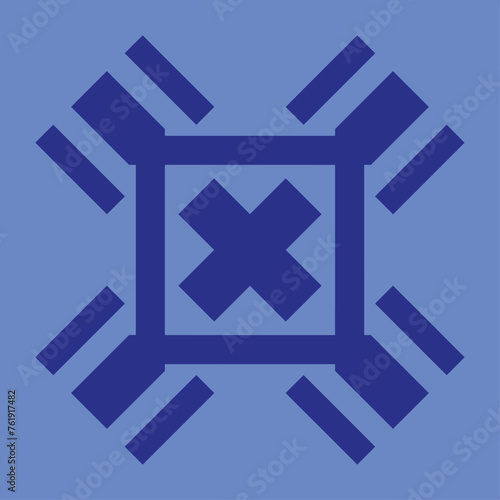 vector monogram design for ceramics or tiles with dark blue color and light blue background.
