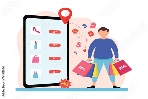 Online Shopping Flat Illustration Design