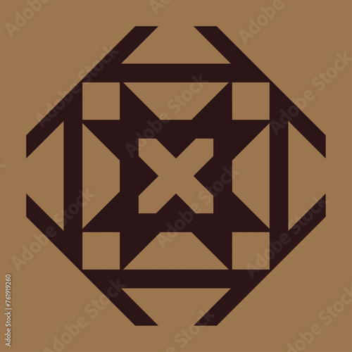 vector monogram design for ceramics or tiles with dark brown color and light brown background.