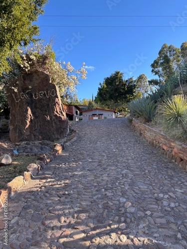 Calle empedrada pueblo mágico