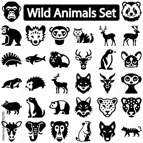 Wild animals icon set