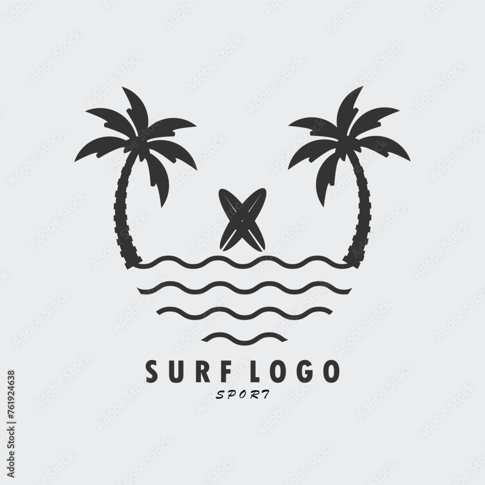 surfing island logo vector illustration design