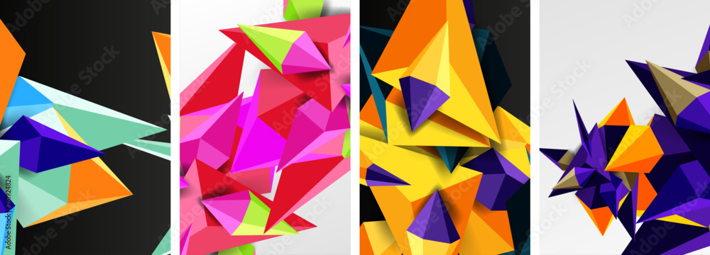Mosaic triangles poster geometric abstract background set Mosaic triangles poster geometric abstract background set