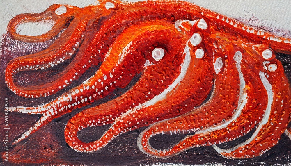 Pintura abstracta y arte de texturas inspiradas en calamares. - obrazy, fototapety, plakaty 