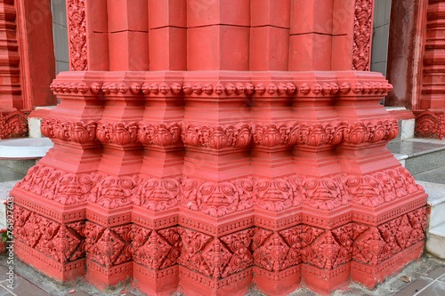 BANGKOK, THAILAND - March 18, 2024: Phra Prang laterite Carved into a sculpture representing the Lord Buddha in Wat Prachasatthathum (WAT SAO HIN). So that people can pay homage and worship. photo