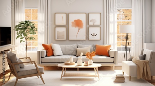 Interior design of modern elegant living room with trending palette  © Faisal