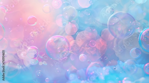 Enchanting Pastel Background with Soft Pink and Blue Bubbles