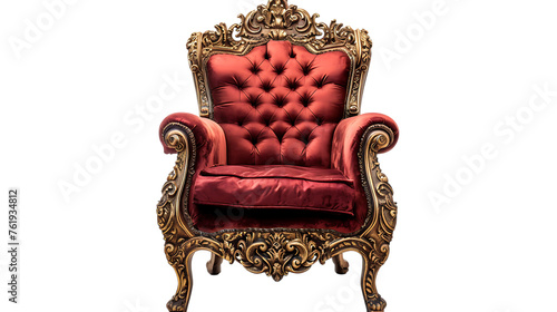 Vintage antique throne isolated on white on transparent background