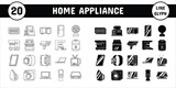 Home Appliance Line Glyph Vector Illustration Icon Sticker Set Design Materials