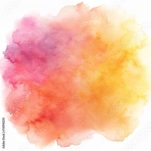Abstract pastel watercolor background with a splash of orange and yellow 
