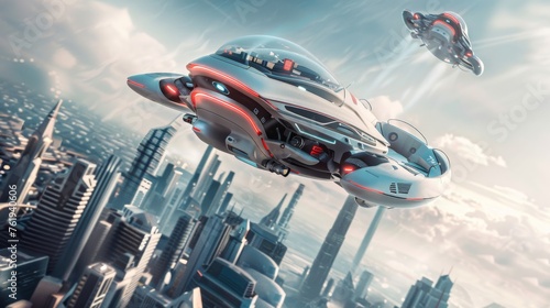 Imagine soaring above the cityscape with advanced hover boots, their futuristic design allowing for precise vertical lift and speed control, guided by holographic displays
