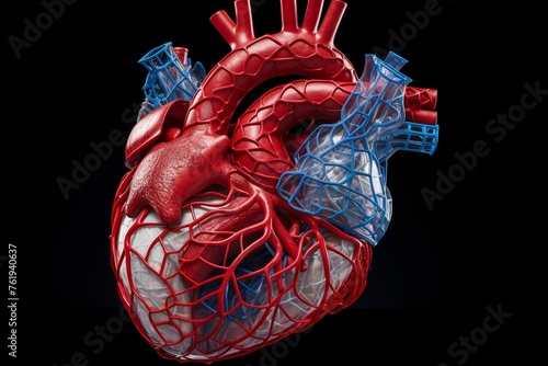 3D model of a heart affected by APS, highlighting potential areas of thrombotic risk and vascular complications photo