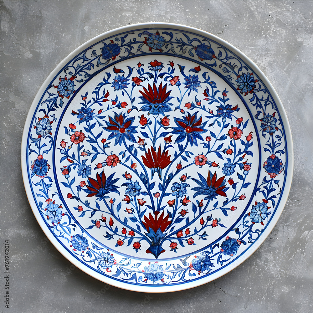 Exquisite Display of Iznik Pottery: 15th Century Turkish Art Form Fused with Vivid Colors & Intricate Floral Design