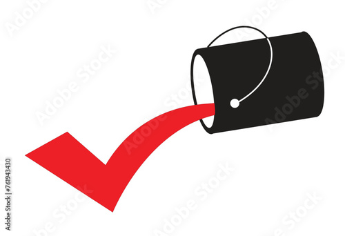 Can silhouette with a red check mark. Editable Clip Art.