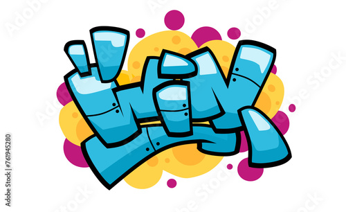 Win word graffiti text stiker font illustration