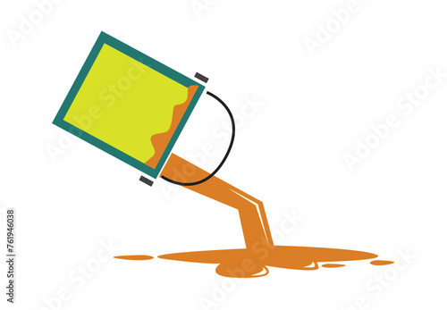 Can Spilling Over concept. Paint, Chemical or Food being spilled. Editable Clip Art.