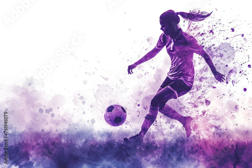 Wallpaper Mural Soccer player in action, woman purple watercolor with copy space Torontodigital.ca