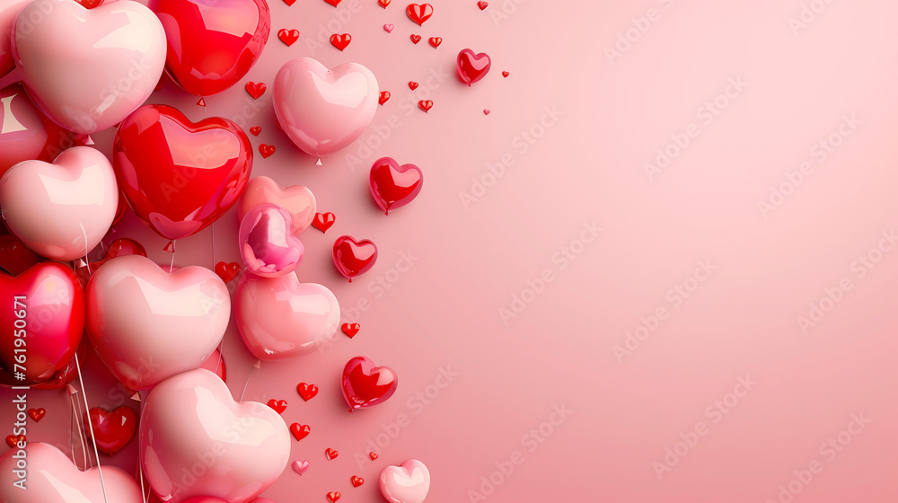 3d love balloons background.