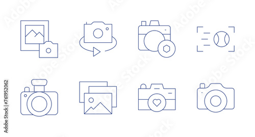 Photography icons. Editable stroke. Containing switchcamera, gallery, photography, photocamera, sportmode, camera. photo