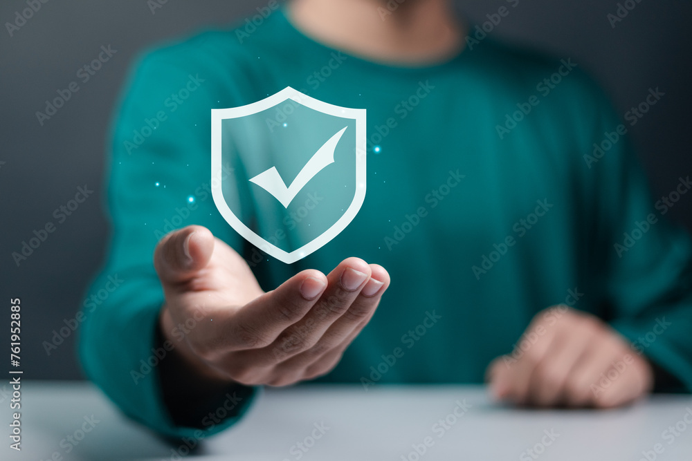 Safety quality management concept. Certified guarantee approval or ...