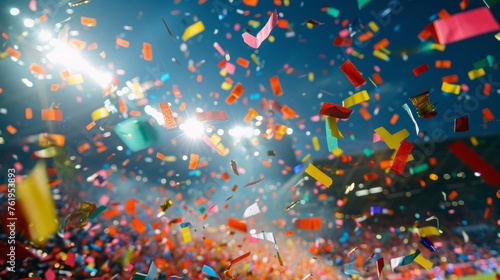 The winning goal is met with an explosion of confetti and streamers adding to the joy and celebration in the stadium.
