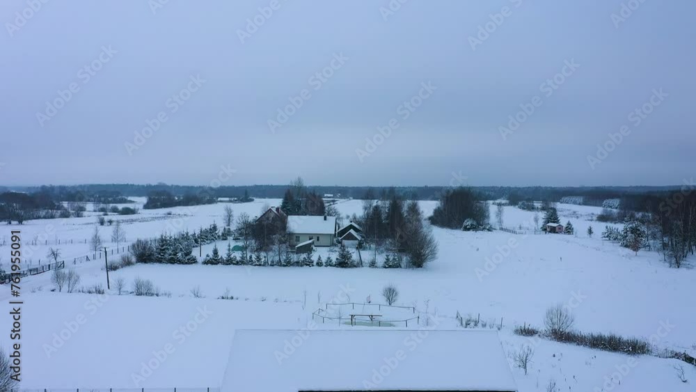Beautiful Winter Panorama Skorkowice Aerial View Poland Beautiful Winter Panorama Skorkowice Aerial View Poland