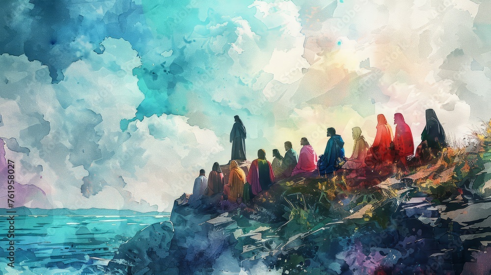 Jesus and his twelve disciples Stock Illustration | Adobe Stock