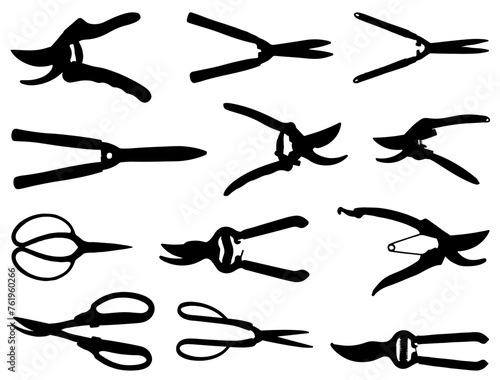 Garden scissors silhouette vector art white background